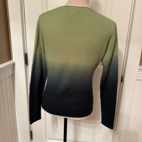 SIMPLY CASHMERE SWEATER ROUND CREW NECK GREEN OMBRE CASHMERE LONG SLEEVE Size M - Picture 6 of 10